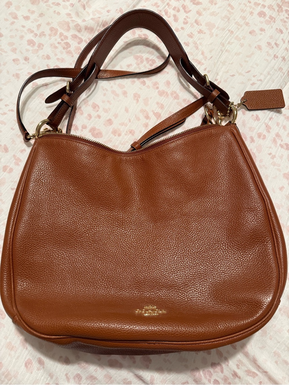 Coach Pebbled Leather Shoulder Bag in Cognac